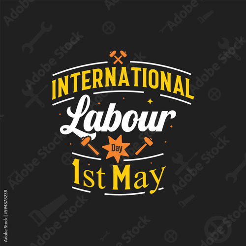 International labor day 1st may typography design. 