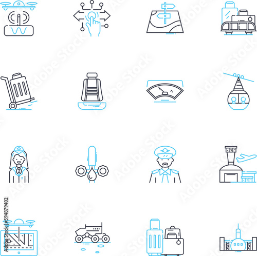 Hostel linear icons set. Backpackers, Dormitory, Bunkbeds, Shared, Budget, Travelers, Accommodation line vector and concept signs. Dorms,Hospitality,Backpacking outline illustrations