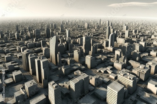 3D city panorama. Generative AI