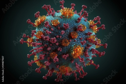 coronavirus molecule under the microscope. created by AI. Generative AI