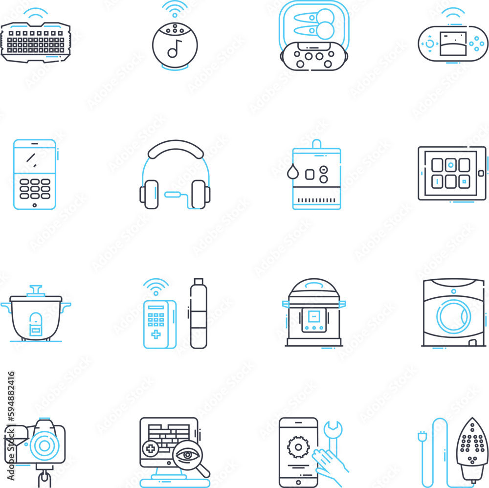 Online homes linear icons set. Virtual, Connected, Remote, Homebound, Digital, Internet-enabled, Online-accessible line vector and concept signs. web-based,Cyber,Automated outline illustrations Online homes linear icons set. Virtual, Connected, Remote, Homebound, Digital, Internet-enabled, Online-accessible line vector and concept signs. web-based,Cyber,Automated outline illustrations