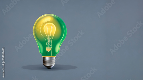 3D Light Bulb realistic icon. Business idea and strategy concept. Energy-saving lamp. Eco-friendly electricity. Bright lightbulb. Cartoon creative design isolated on white background, generative AI