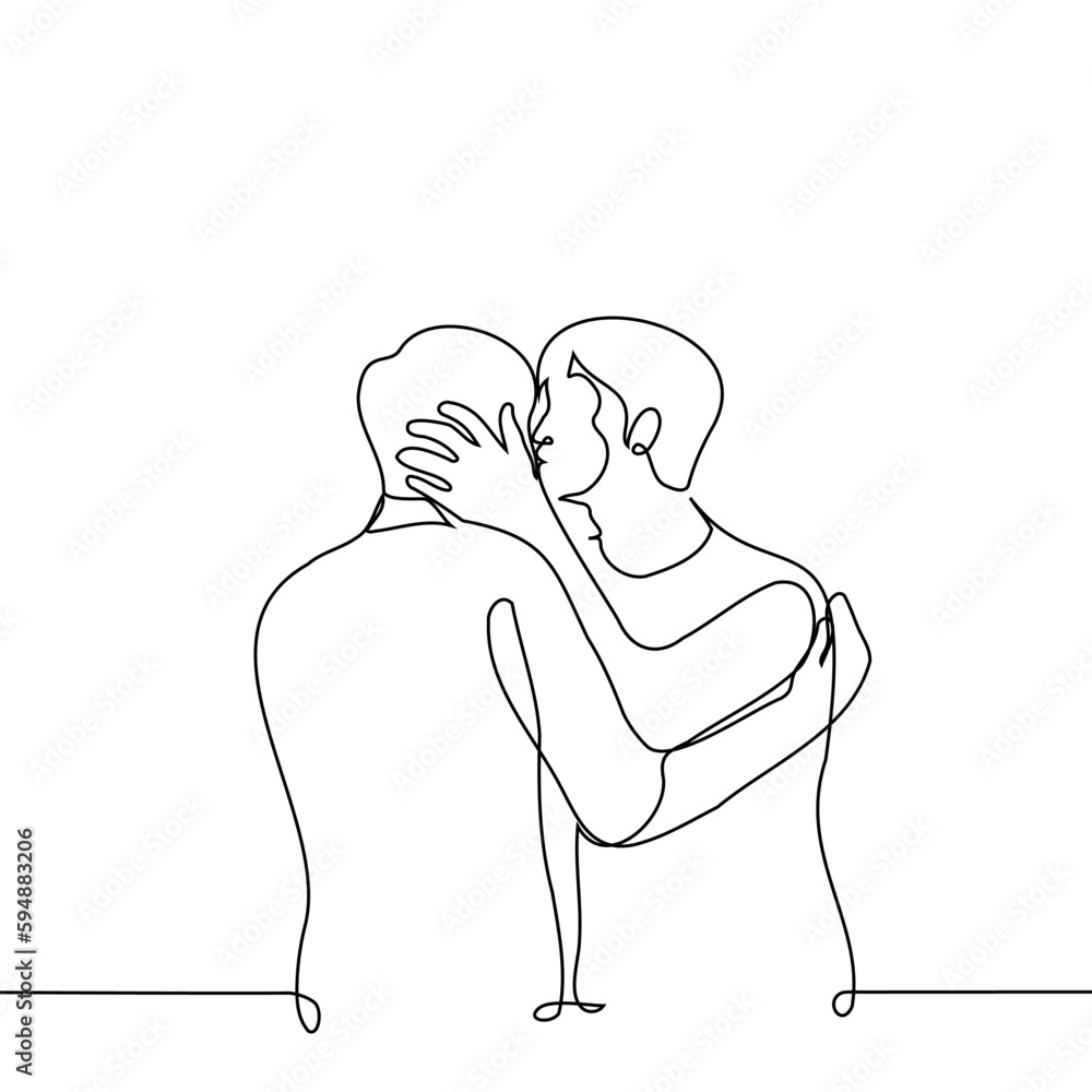 man kissing another man on the cheek or on the lips holding his head ...