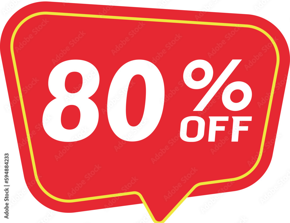 80% Discount Banner. Special offer or shopping discount banner.