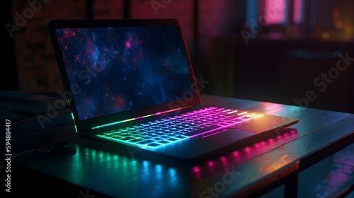 AI generative Art - A colorfoul gaming laptop