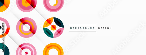 Colorful circles in a grid composition abstract background. Design for wallpaper, banner, background, landing page, wall art, invitation, prints, posters