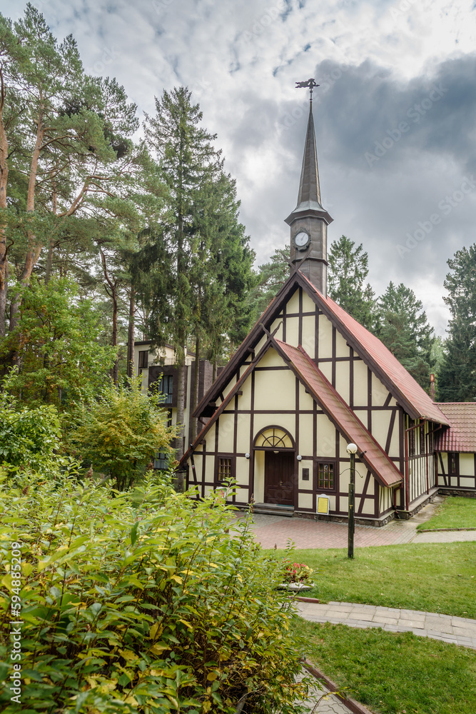 Naklejka premium Makarov Organ Hall, the former Catholic Church of Raushen at autumn. Svetlogorsk. Russia