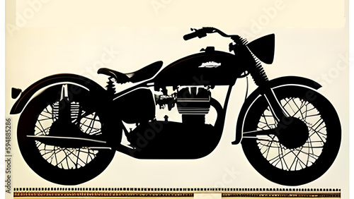 Motorcycle icon or sign. Vector black silhouette of bike or motorcycle - AI Generated