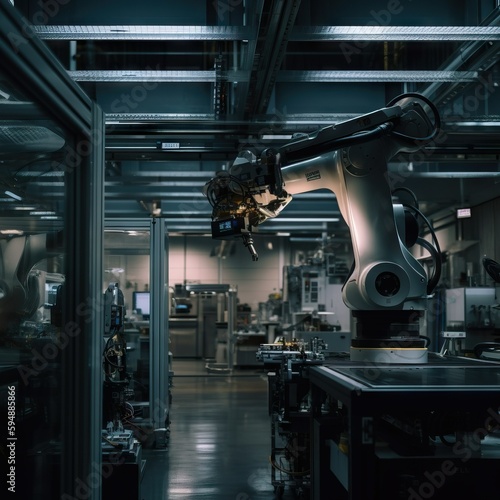 Automation in Action: Robotic Arm in a Modern Industrial Environment
