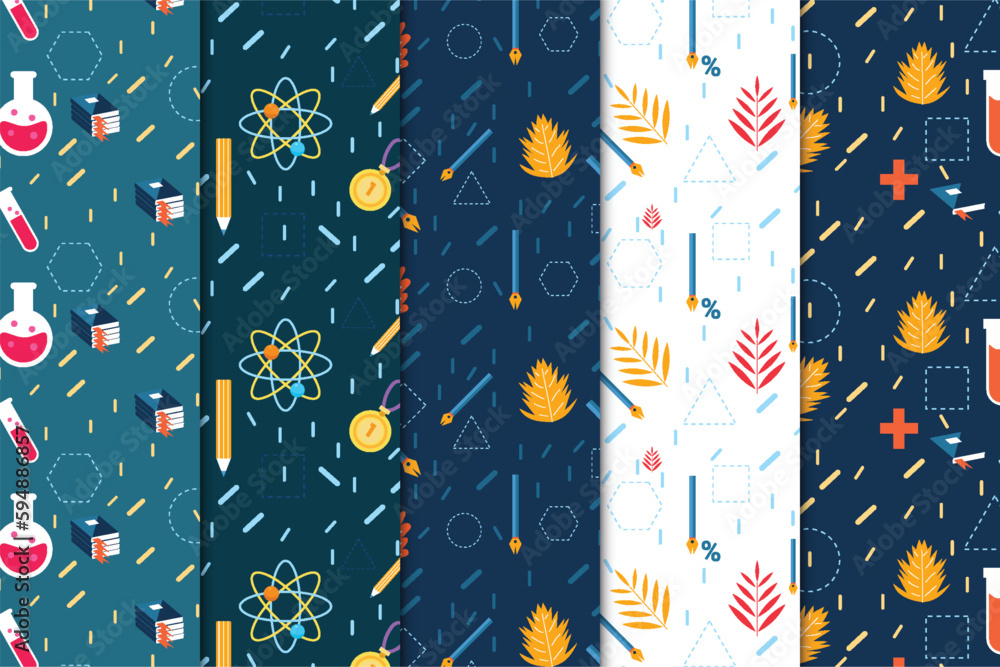 Abstract science and education pattern bundle design with dark ...
