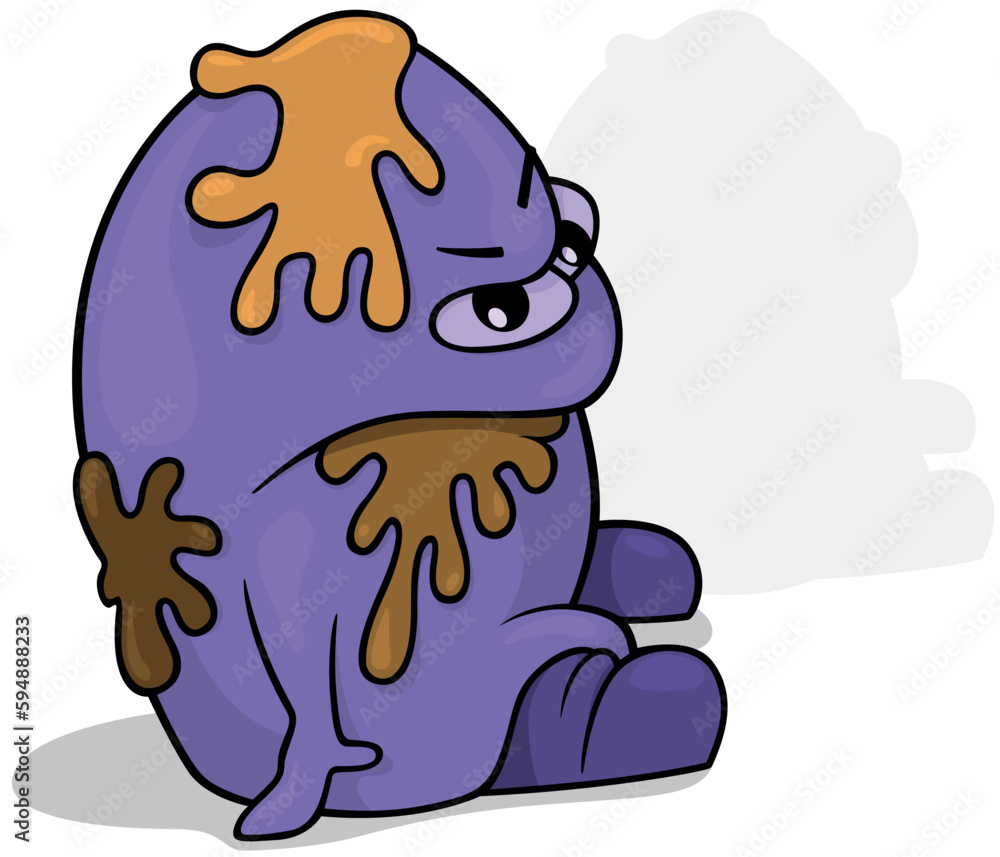 Violet Garbage Monster with Brown Mud on his Body Violet Garbage Monster with Brown Mud on his Body