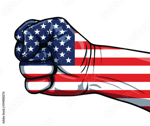 punching fist with USA flag side view
