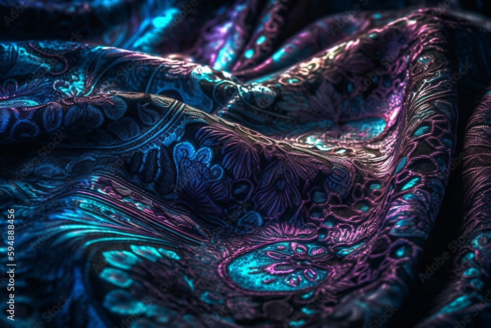 beautiful noble fabric looks like silk in blue and purple colors