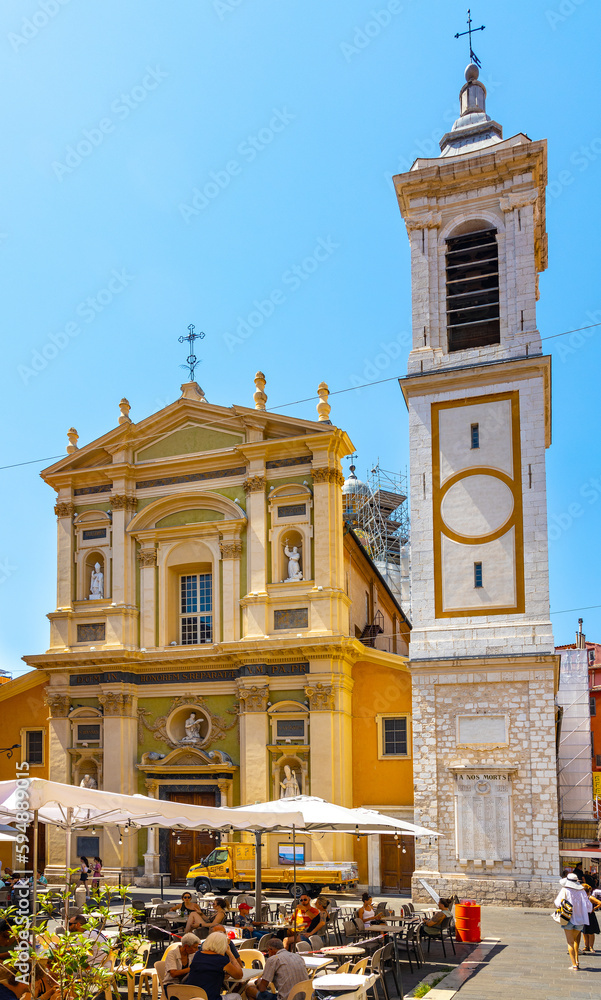 Baroque Saint Reparata Cathedral Cathedrale Sainte Reparate in Vieille Ville historic old town district of Nice at French Riviera in France