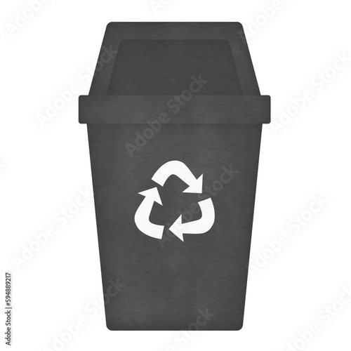 grey recycle bin watercolor illustration