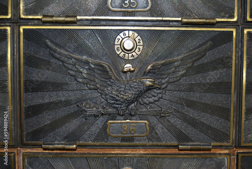 bronze antique post office box with eagle 