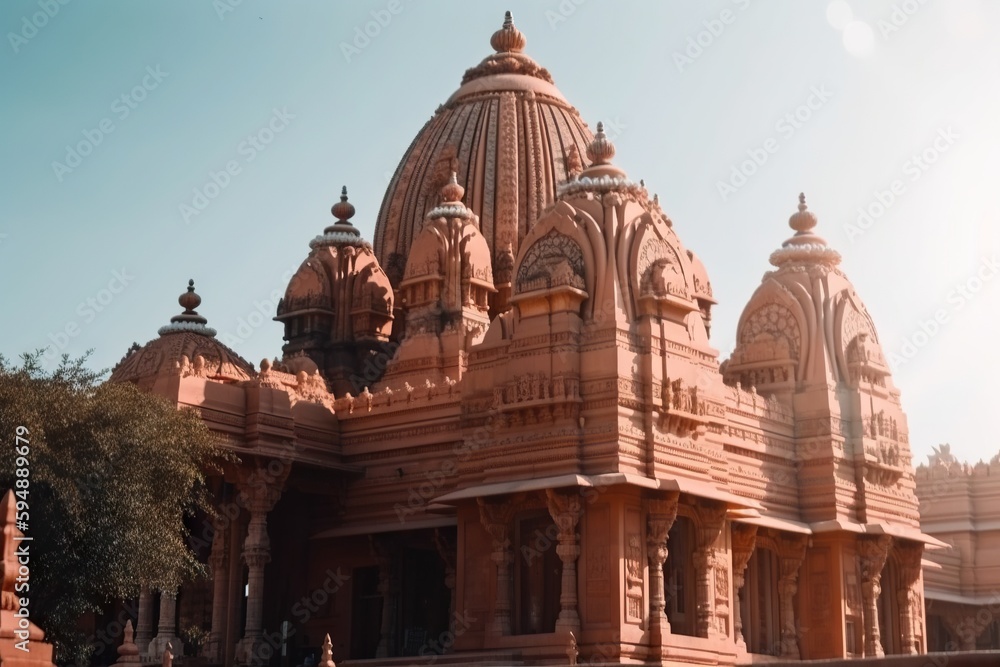A Large Building With A Dome And A Clock On The Top Temple Travel Photography Indian Culture Generative AI