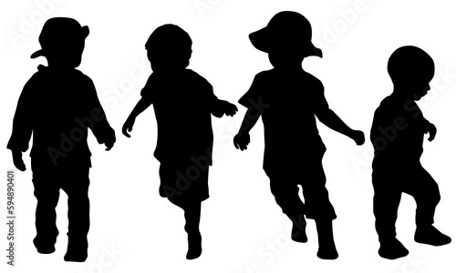 Happy little boys silhouettes concept vector illustration
