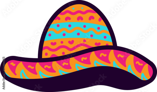 Hand Drawn Mexican Sombrero Hat Vector Illustration