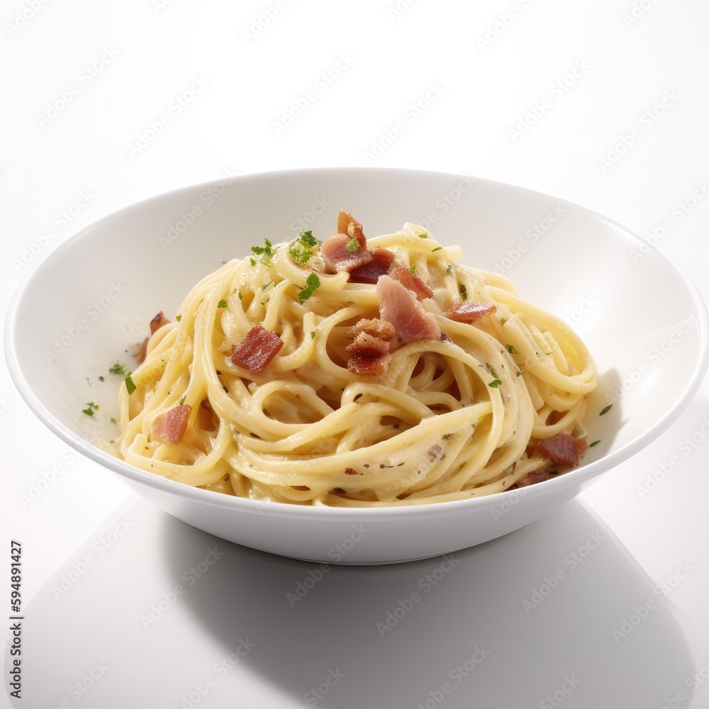 Carbonara Isolated on White .Generative AI