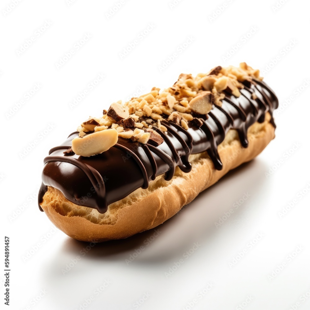 Eclair Isolated on White .Generative AI Eclair Isolated on White .Generative AI