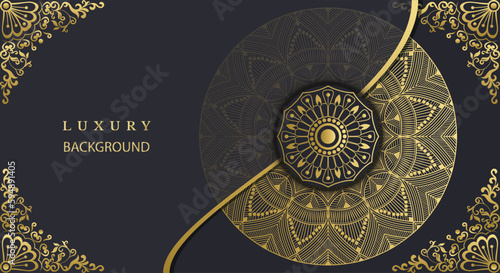 Beautiful luxury mandala design background in gold color. Decorative golden greeting card. Decoration, Decorative, Ornament, Ornamental, India, Indian, invitation, Wedding, Anniversary, Greeting card,