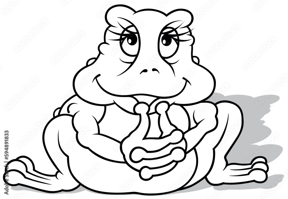 Drawing of a Pensive Frog Sitting on the Ground Drawing of a Pensive Frog Sitting on the Ground
