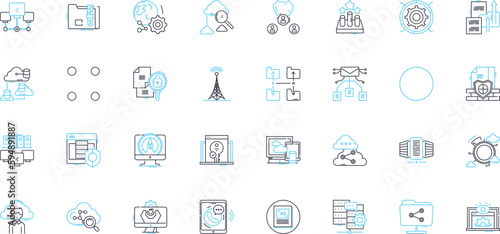 Cloud probability linear icons set. Chance, Forecast, Possibility, Likelihood, Uncertainty, Risk, Probability line vector and concept signs. Predictability,Expectation,Potentiality outline