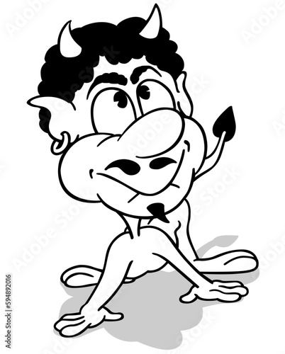 Drawing of a Cute Devil wit...