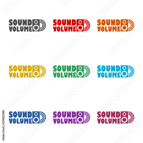 Sub woofer logo design icon isolated on white background. Set icons colorful