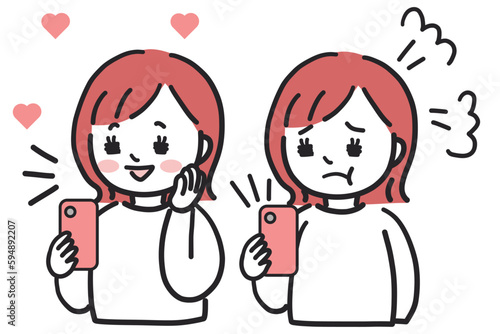 スマホで恋愛のことを思い浮かべる女性