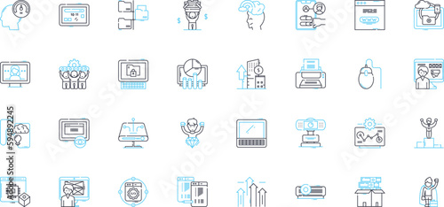Software engineering linear icons set. Coding, Algorithms, Testing, Deployment, Documentation, Refactoring, Architecture line vector and concept signs. Integration,Debugging,Optimization outline
