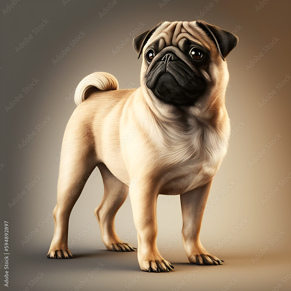 Obraz premium A Mature Pug, Dark Background 01. AI generative.