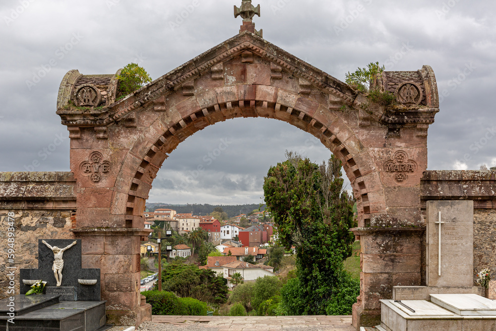 Fototapeta premium Facade of access to the cemetery of Comillas, Cantabria, Spain.