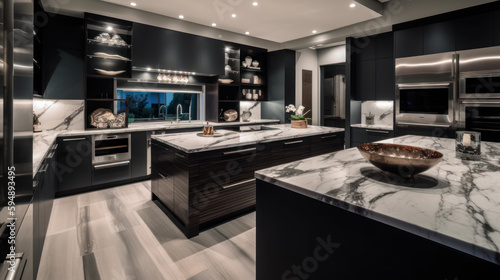 A luxurious and spacious kitchen, Generative AI