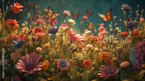 A whimsical garden in springtime, ai generative