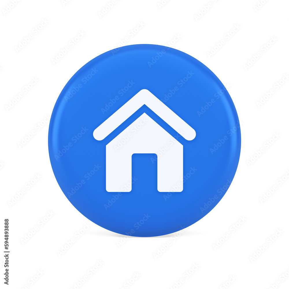 Main internet page button homepage house with roof navigation cyberspace interface 3d icon Main internet page button homepage house with roof navigation cyberspace interface 3d icon