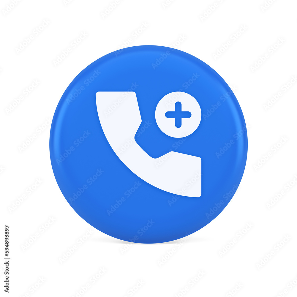Phone call add contact communication button voice conversation web interface app 3d icon