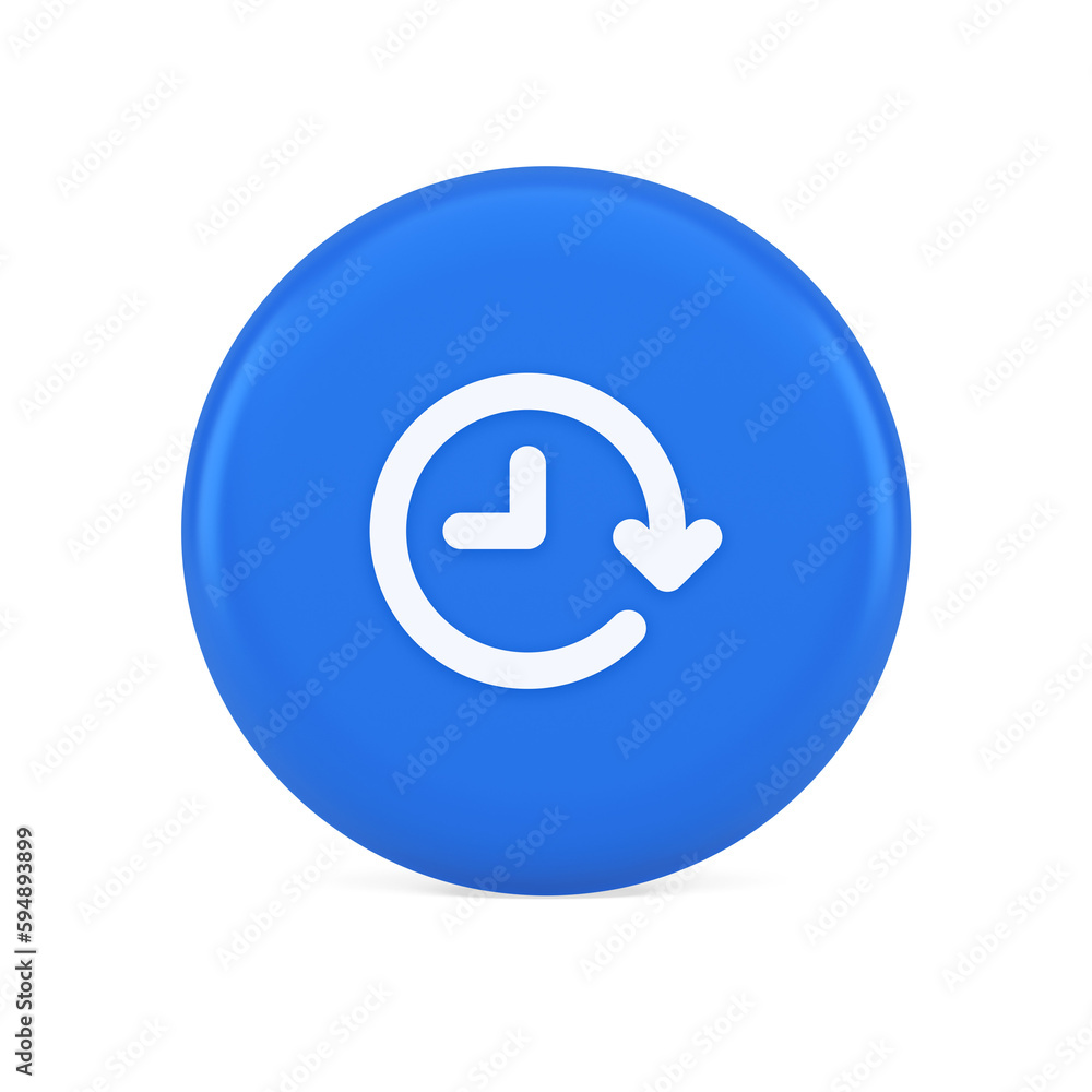 Clock in circle arrow button time countdown deadline chronometer 3d realistic icon Clock in circle arrow button time countdown deadline chronometer 3d realistic icon