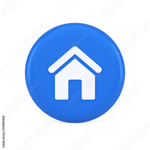 Main internet page button homepage house with roof navigation cyberspace interface 3d icon