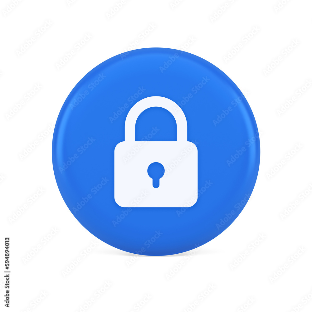 Padlock locking web access button password security protection safe encryption 3d icon Padlock locking web access button password security protection safe encryption 3d icon
