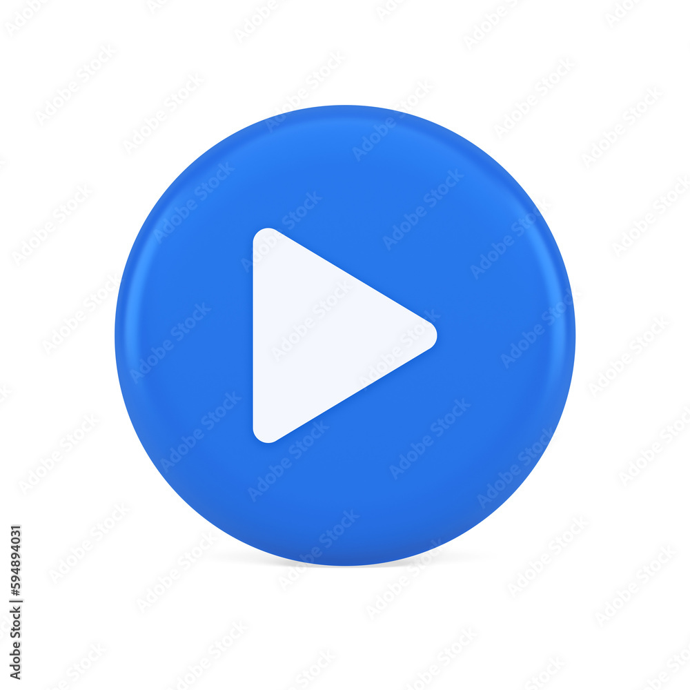 Play button triangle right arrow multimedia content player web app design 3d realistic icon Play button triangle right arrow multimedia content player web app design 3d realistic icon