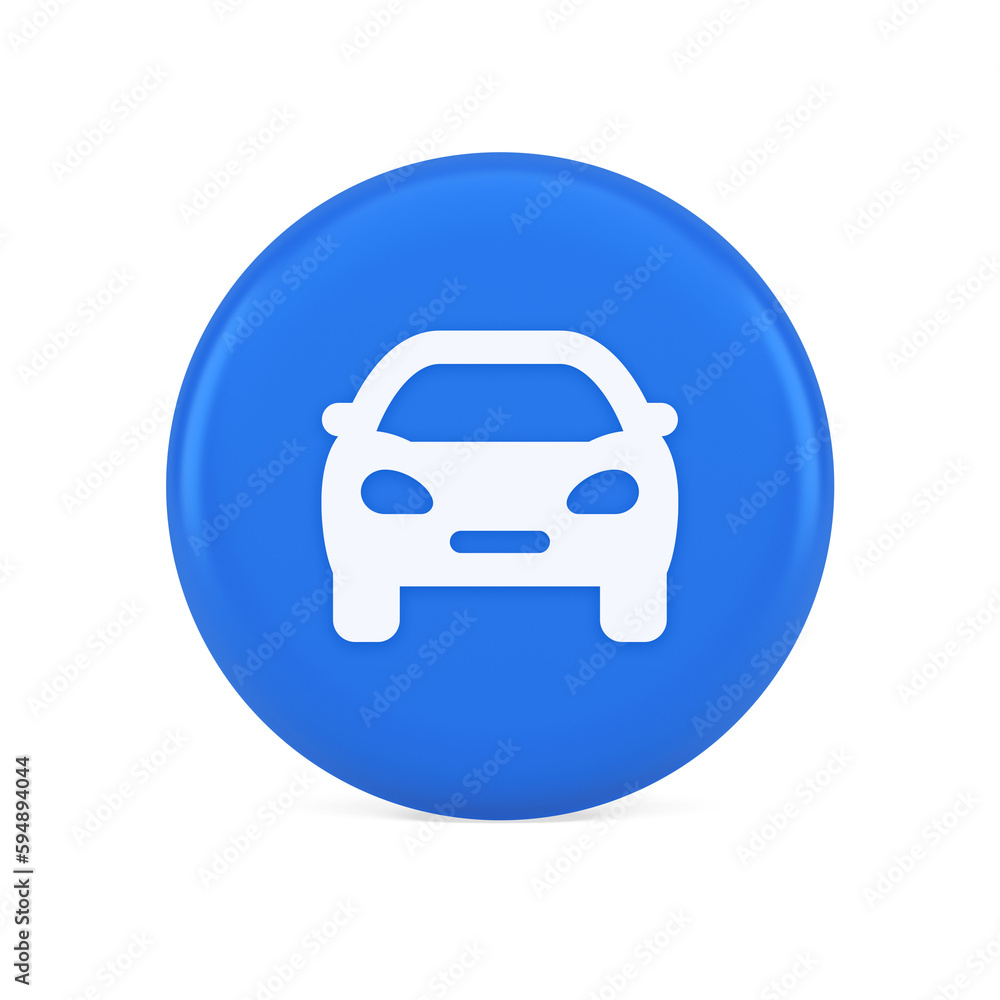 Car automobile button urban travel traffic transportation drive rent repair 3d realistic icon