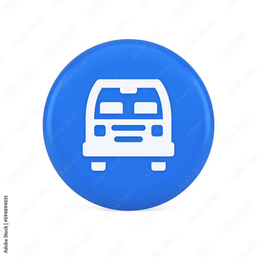 Bus automobile passenger transportation button city transfer journey 3d realistic icon Bus automobile passenger transportation button city transfer journey 3d realistic icon