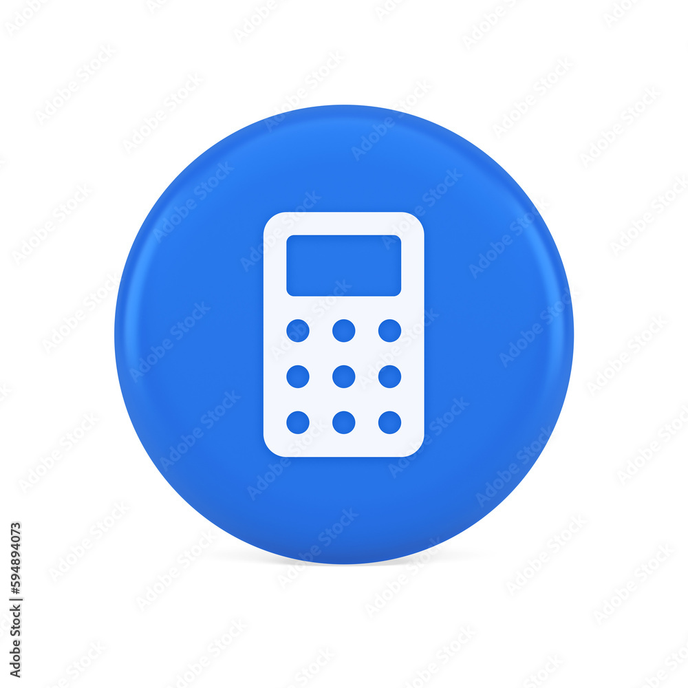 Calculator button mathematical number counting web application design 3d realistic icon Calculator button mathematical number counting web application design 3d realistic icon