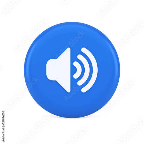 Volume sound button speaker acoustic level noise wave control 3d realistic icon