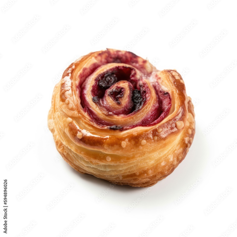 Danish Pastry Isolated on White. Generative AI Danish Pastry Isolated on White. Generative AI