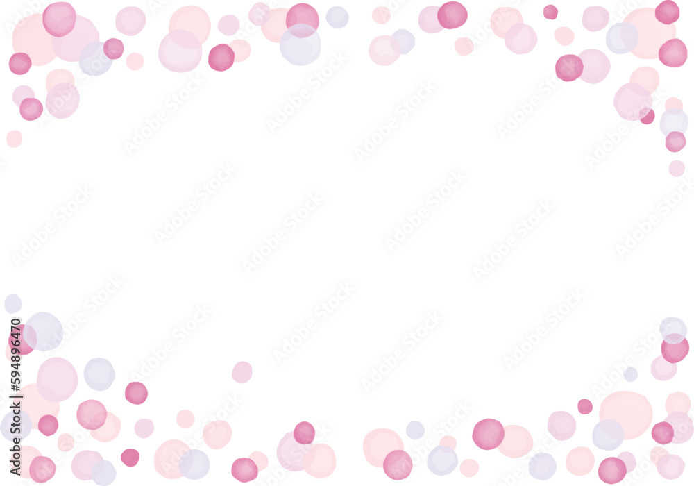 水彩バブルのフレーム　ピンク