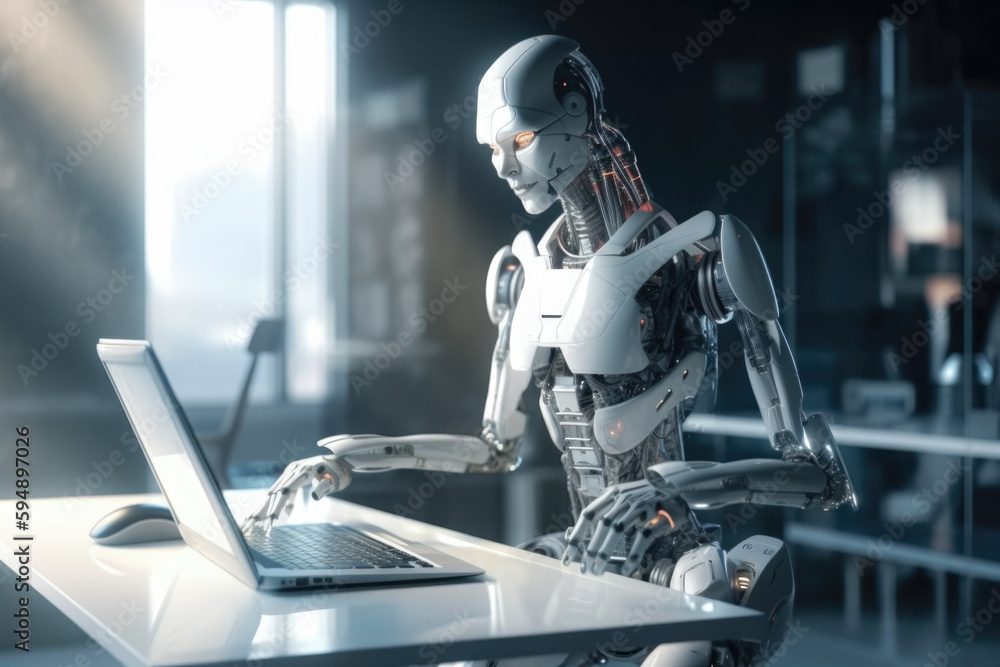 This futuristic cyborg, with humanoid features, is the perfect addition for tech-based designs. Whether it's working on a computer or other tasks, this robot is reliable and precise. This futuristic cyborg, with humanoid features, is the perfect addition for tech-based designs. Whether it's working on a computer or other tasks, this robot is reliable and precise.