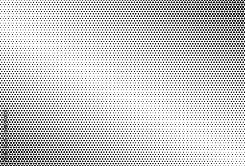 Monochrome Dots Background. Fade Texture. Vintage Pop-art Backdrop. Grunge Black and White Overlay. Vector illustration.